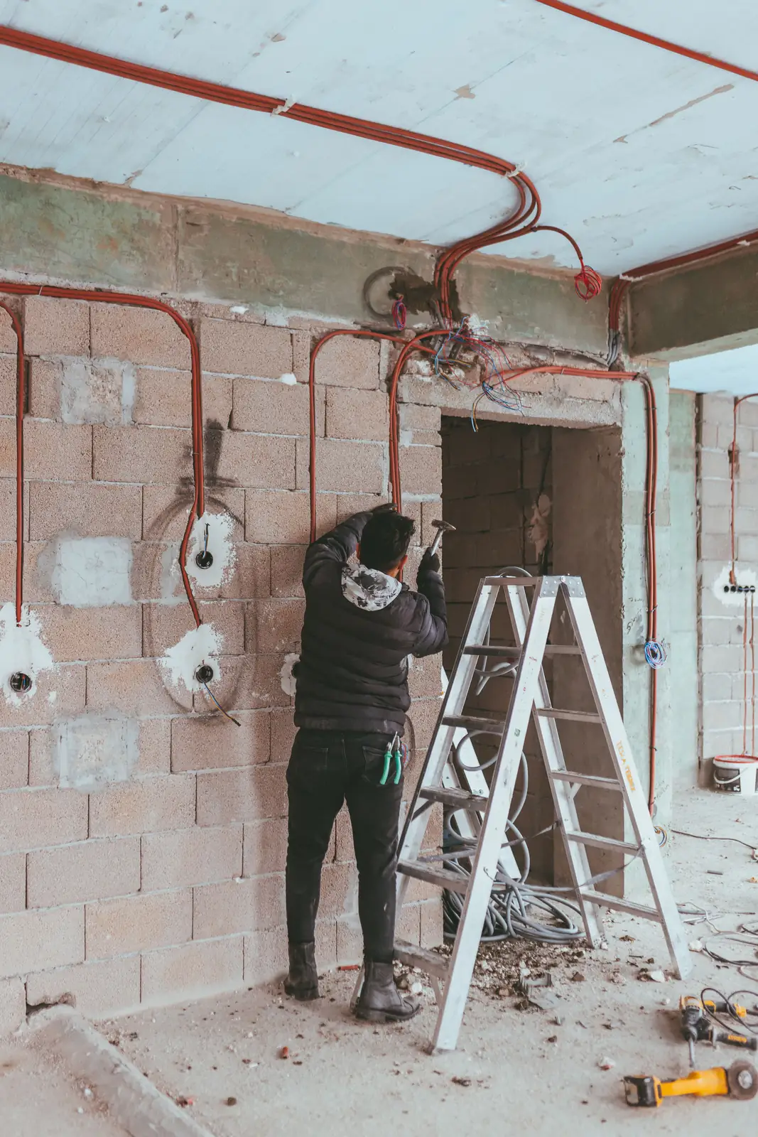 First-fix conduit and back boxes on site, for electrical inspection in Surrey